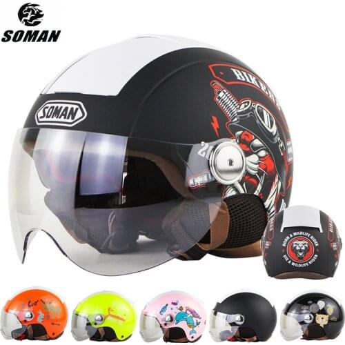 Electric Capacete De Moto for Scooter Summer Unisex Vespa Motorcycle Helmet Half Face Visor Casco Moto Kids Electric Bike Helmet