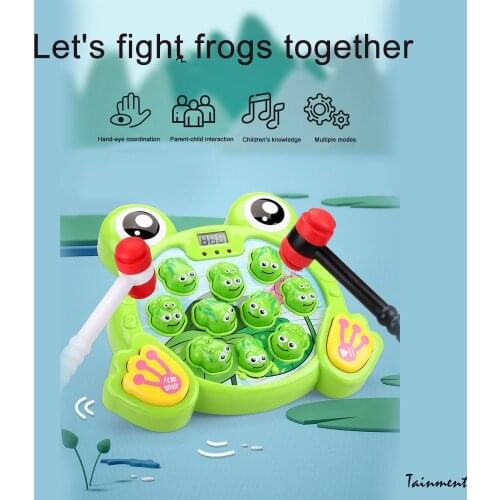 Cute Table Games Whack A Frogs Game Hammer Attack Hit Frog Electronic Interactive Toys Early Education Developmental Toy Kids