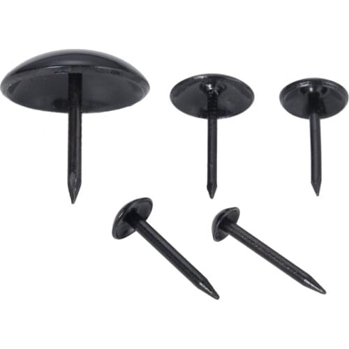 200/100pcs Black Upholstery Nails Round Head Metal Pushpins Vintage Tacks Stud Jewelry Case Wine Box Sofa Decor 5/7/9/11/19x17mm
