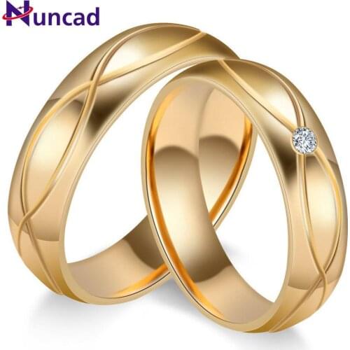 Korean Fashion Trend First Ornament Couple Ring Gold color Zircon Personalized Titanium Steel Ring