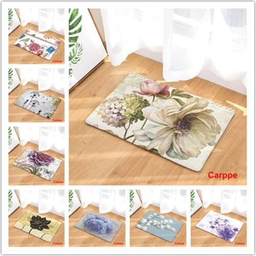 Retro Flower Floor Mats Living Rooms Anti-slip Carpet for Bedroom Kitchen Bathroom Rug Welcome Mats for Front Door