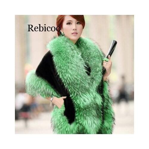 Womens Faux Fur Cape Jacket Winter Warm White / Black / Burgundy Large Fur Collar Short Section Young Lady 2020 New