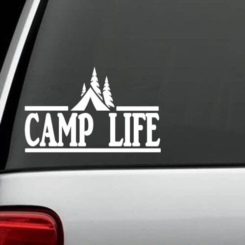 Camp Life Tent Camping Hiker Outdoor Decal Sticker Fishing Hiking 15cm