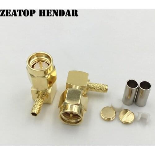1000Pcs Brass SMA Male Jack 90 Degree Right Angle for Crimp RG174 RG178 RG316 LMR100 Cable Plug Adapter RF Coax DIY Connector
