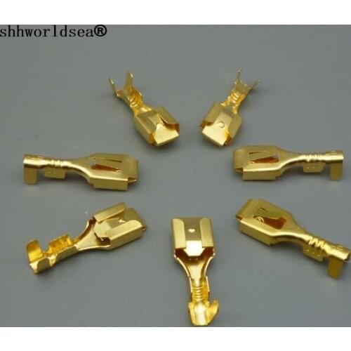 Shhworldsea Free Shipping 100PCS 6.3mm car copper Crimp Terminal Spade Auto Connector Spade Automotive Car Terminals Connector