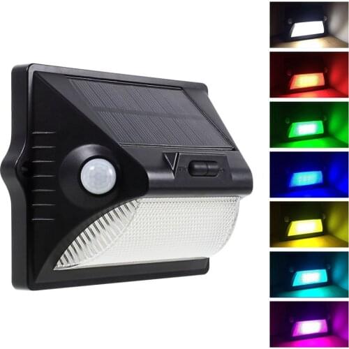 Outdoor Light / Motion Sensor 12LED Solar Lamp Waterproof Dual Sensor Head White+Multi-color Lights for Garden Yard Fence