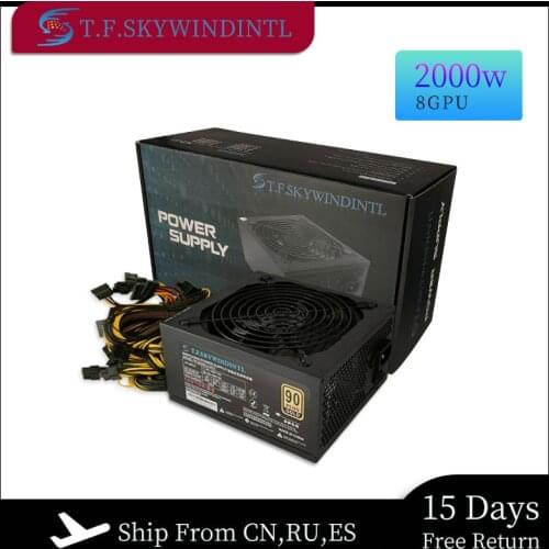 Desk PC Computer 2000W ATX 12V ETH Coin Mining Miner Power Supply PC Power Supply 8 Graphics Cards Bitcoin Miner Riser PSU 2000W