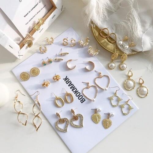 New Korea Style Girl Spiral Geometric Metal Simple Imitated Pearl Drop Earrings for Womem Fashion Jewelry Accessories