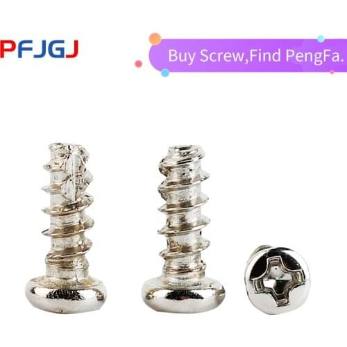 Peng Fa Nickel plated PT cross round head cutting tail self tapping screw pan head flat tail slotted screw M2M2.3M2.6M3M4