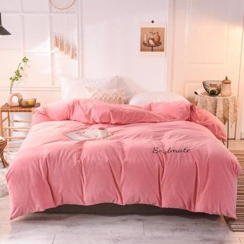 1 Pc Pink Flannel Duvet Cover Single Queen King Size Bedding Solid Color Plain Dyed Quilt Cover parure de lit 2 personnes