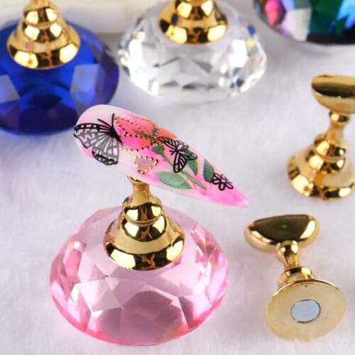 1Set False Nail Art Display Magnetic Stand Crystal Practice Training Holders Alloy Fake Nails Showing Shelf Manicure Tool BE1785