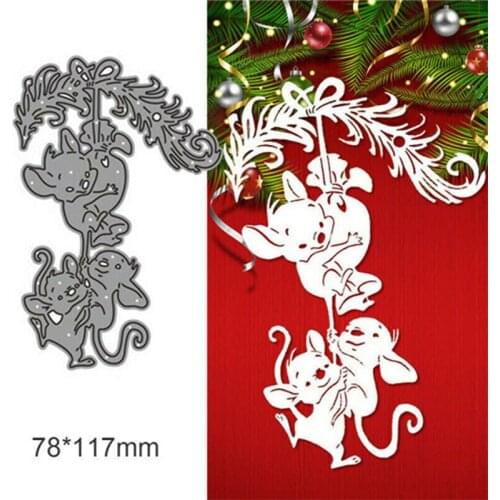 Christmas Mouse Dies Cutting Mould Craft Mice Metal Card Scrapbooking Album Stencils