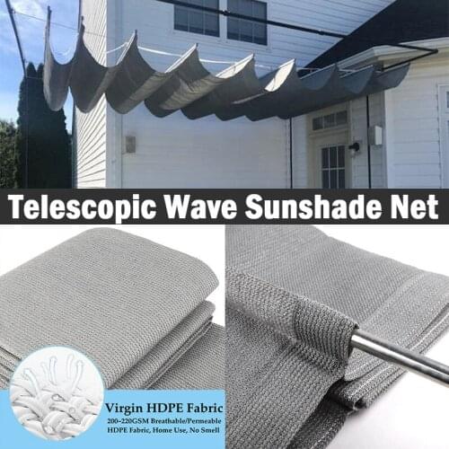 Custom-Tailor Gray Telescopic Wave Sunshade Net HDPE Garden Pation Sun Protection Awning Outdoor Swimming Pool Shading Nets