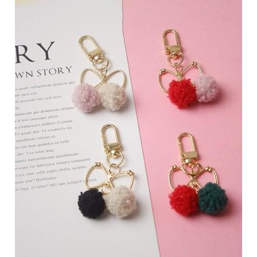 Heart Butterfly Tie Pretty Ball key chains fur keychain key chain women pompom gifts