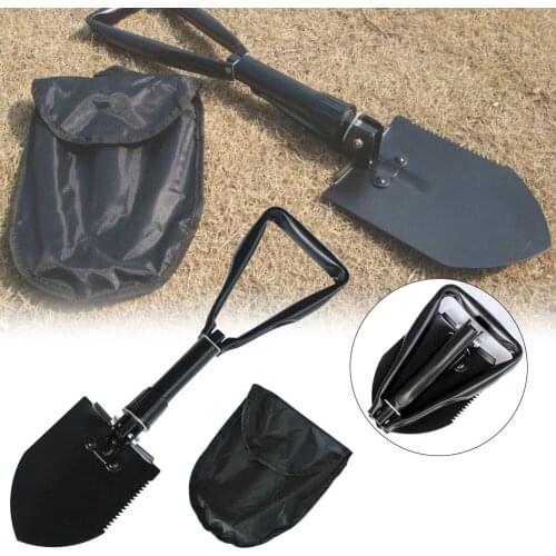 Folding Engineer Car Camping Shovel Carbon Steel Mul Easy Grip Saw Edge Hard Sturdy Abrasion-resistant Coat Triangular Handle