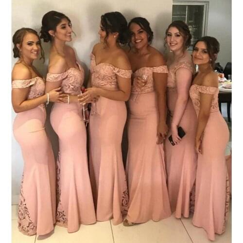 Vintage Long Bridesmaid Dresses 2021 Off the Shoulder Lace Mermaid Floor Length Wedding Party Dress Prom Formal Gown vestidos