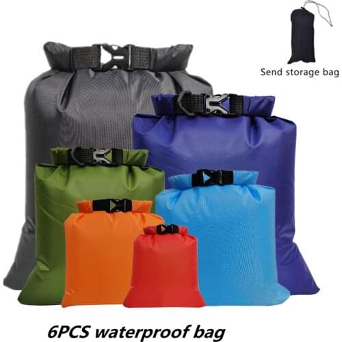6Pcs/set Waterproof Dry Bag Pack Sack Swimming Rafting Kayaking River Trekking Floating Sailing Canoing Boating Water Resistance