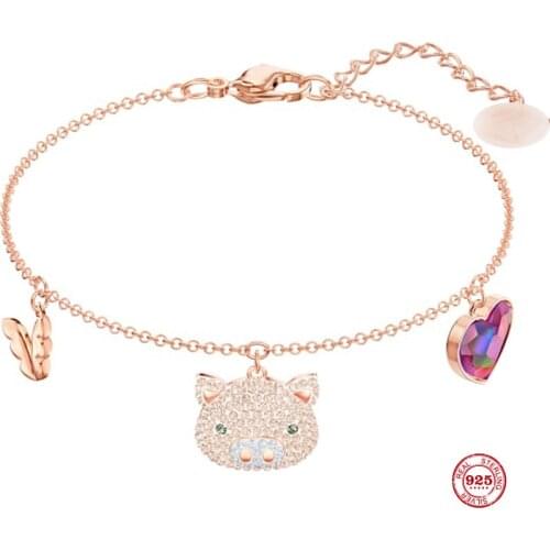 2020 Fashion Charm Pure 925 Silver Original 1:1 Copy, The Birth Year Gold Pig Love Delicate Bracelet Female Luxury Jewelry Gifts