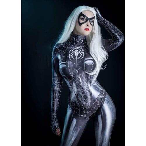 2020 Spider Cosplay Costume Zentai Anime Cosplay Superhero 3D Printing Women Gwen Stacy Jumpsuit Halloween Adult Costume Anime