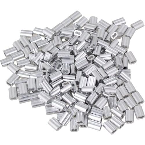 1.5mm Double Ferrules Sliver Aluminum Crimping Loop Wire Rope Clip Sleeves Clamps for M1.5 Wire Rope Pack of 500