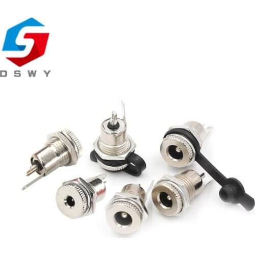 1pce/LOT DC099 5.5 mm x 2.1mm DC Power Jack Socket Female Panel Mount Connector Metal DC-099 Open Hole 11MM 5.5*2.1 5.5*2.5