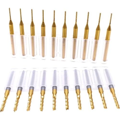 10pcs 0.6-3.175mm Carbide PCB Corn Milling Cutter Set Shank Machine Engraving Bit End Mill PCB Milling Cutter For Metal