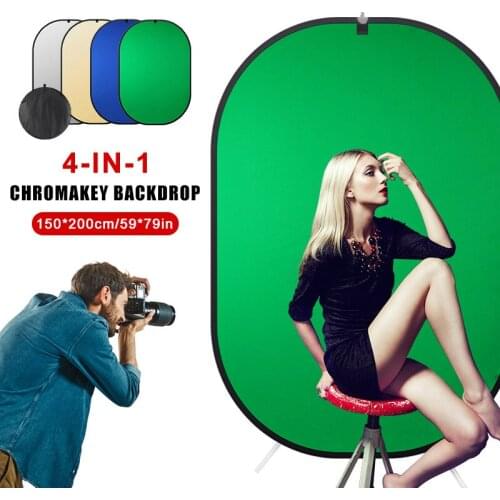 150x200CM Chroma key Green Screen Collapsible Reversible Background Photography Backdrops for Youtube Video Live Photo Studio