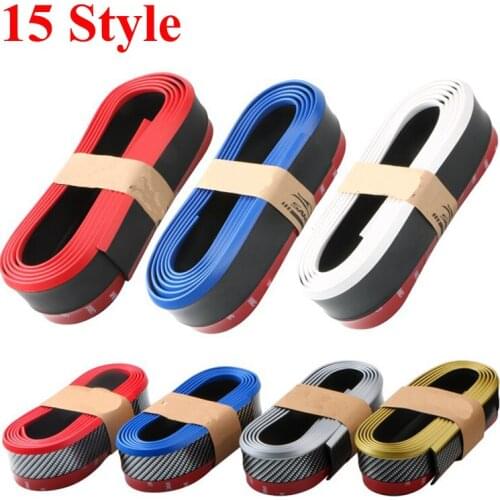 2.5M Car Bumper Strip Protector Front Lip Carbon Fiber Rubber Car bumper Lip Mouldings Splitter Chin Body Kits Spoiler Exterior