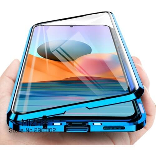 360 Double Sided Glass Case For Xiaomi Redmi Note10 Pro Magnetic Metal Back Cover For Xiaomi Redmi Note 10 Pro phone Coque Funda