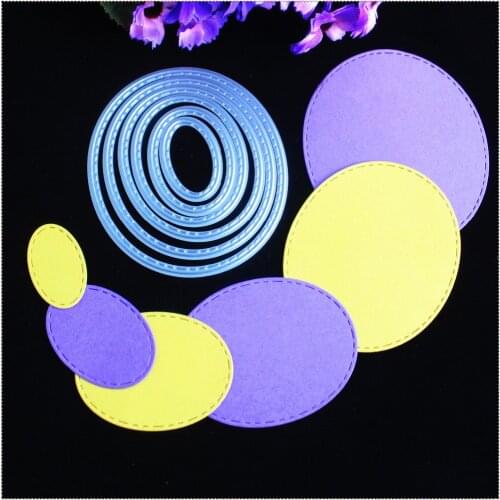 6pcs/Set Oval Frame Metal Cutting Dies Stencil DIY Scrapbooking Embossing Paper Card Album Decorative Craft Template Die Cuts