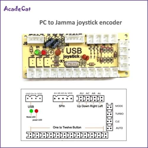 Free shipping Zero Delay Arcade Game USB Encoder joystick controller PC board DIY MAME/PC fighting game joystick Rasberry Pi