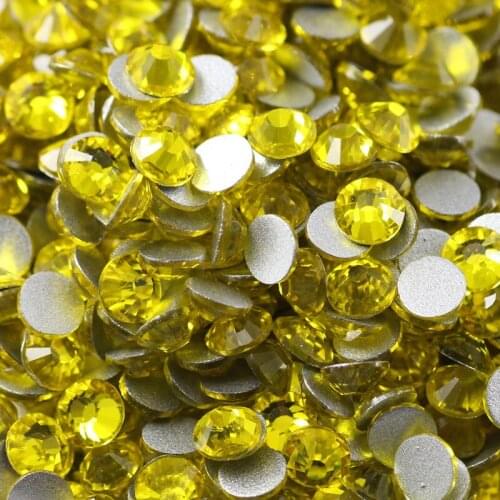 Free Shipping One Bag Crystal Citrine Flat-back Crystal Glass Nail Rhinestone Nail Art RS-20