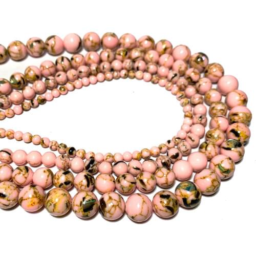 Wholesale Pink Natural Shell Loose Round Beads For Jewelry Making DIY Bracelet Necklace Handmade Accessories 4/6/8/10/12MM 15