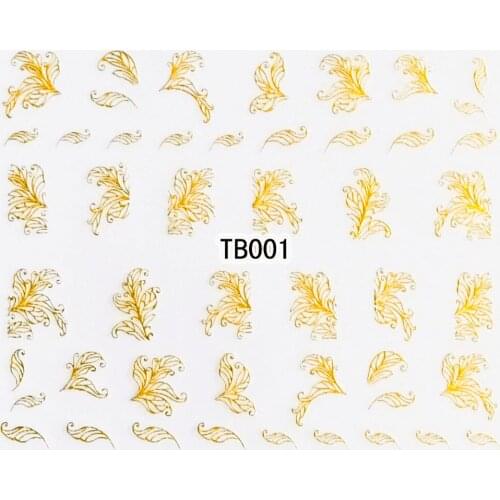 GOLD SILVER SELF ADHESIVE 3D NAIL ART STICKER TATTOO BUTTER FLY FISH FLOWER TB 001-006
