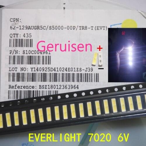 EVERLIGHT For 500PCS LED LCD Backlight TV Application LED Backlight 1W 6V 7020 Cool white LCD Backlight for TV