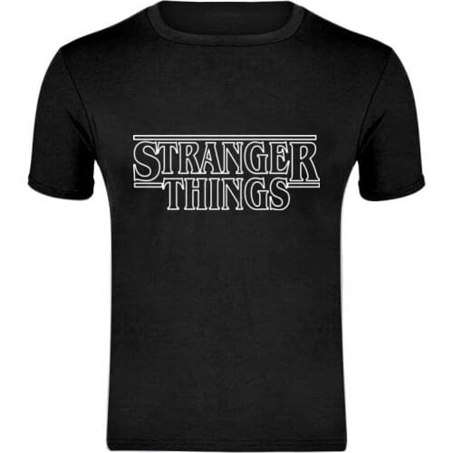 Stranger thingsAlien Print T-Shirt Casual Short Sleeve 100% Cotton Round Neck Men T-Shirt Black High Quality Summer Soft T-Shirt