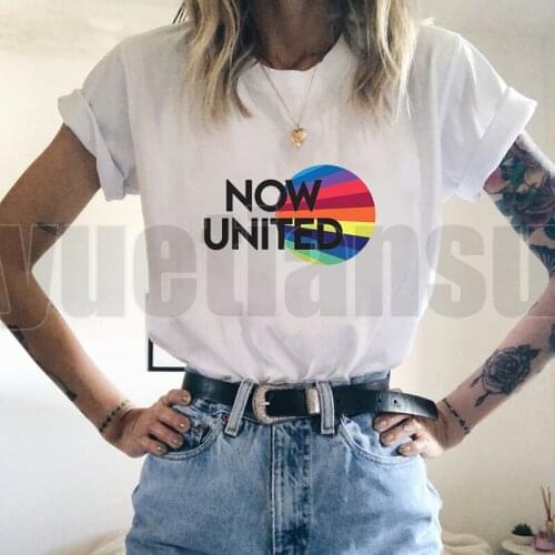Hot Now United Tshirt Women Short Sleeve UN Team White Pink T Shirt Oversize Streetwear Now United - Better Album Tops Tees
