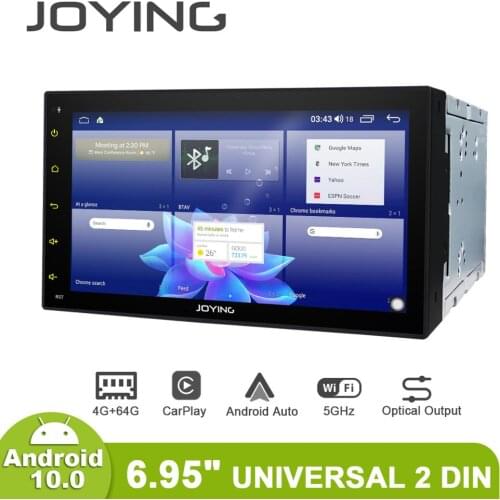JOYING 6.95"Radio 2din android 10 Cassette Bluetooth Car Multimedia Audio System 4GB 64GB Carplay Optical Output Coaxial Output