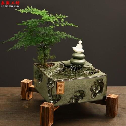 Creative Desk Decor Water Fountains Home Decoration Indoor Chinese Style Zen Antique Feng Shui Figurine Living Room Decoration