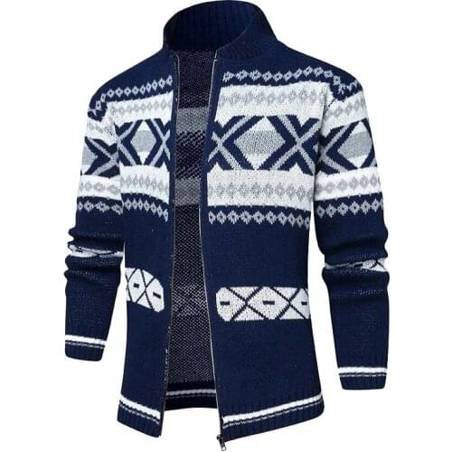 Mens Coat Sweaters Autumn Winter Jacquard Knitted Sweater Men Casual Long Sleeve Zipper Cardigan Men Oversized Sweater Knitwear