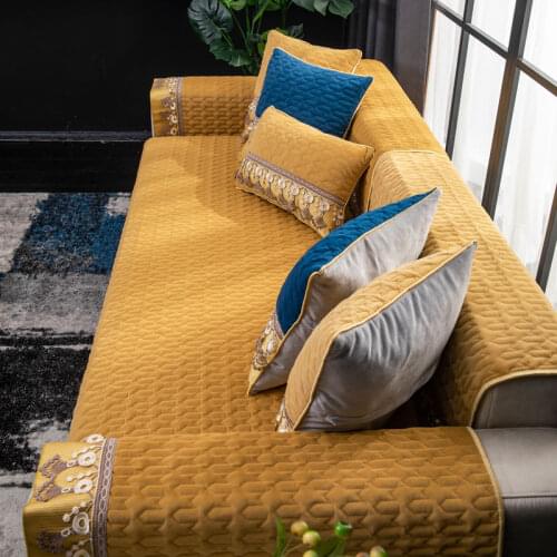 Quilted Thicken Velvet Lace Sofa Cover 3 Seater Living Room Soft Combination Couch Armchair Cover Corner Slipcover Home Decor
