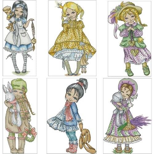Girls series cartoon counted 11CT 14CT 18CT Cross Stitch Set DIY Chinese Cross-stitch Kits Embroidery Needlework Home Deco