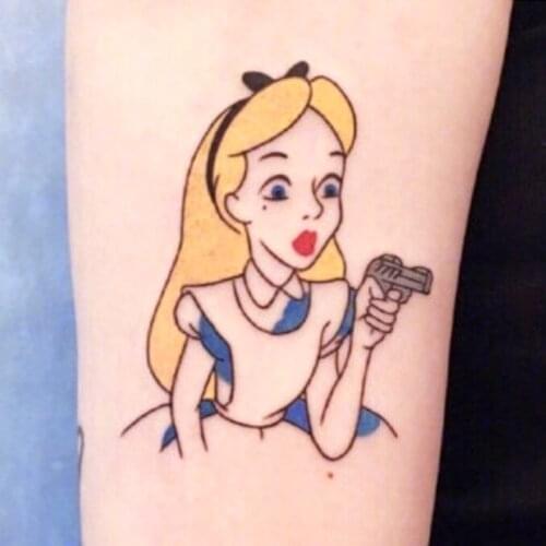 Disney Personality Tattoo Stickers Waterproof Durable Color Children Collarbone Wrist Ankle Snow White Tattoo Stickers