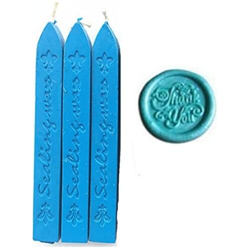 New 3pcs Sky Blue Wax Sticks with Wicks for Decorative Wedding Invitations Wax Seal Sealing Stamp Gift Cards Sealing Wax