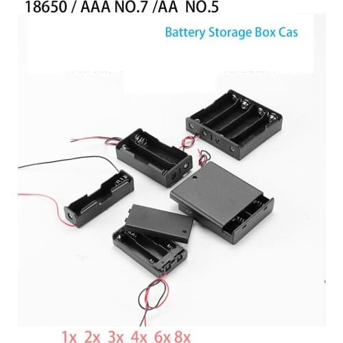 New Black Plastic 1x 2x 3x 4x 18650 Battery Storage Box Case 1 2 3 4 Slot Way DIY Batteries Clip Holder Container With Wire Lead