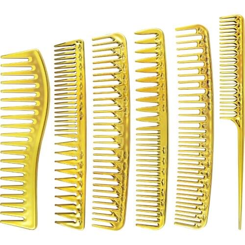 Barber shop electroplating gold hair comb anti-static entangled hair brush pointed tail comb professional salon barber tool