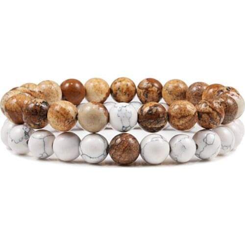 Couple Bracelet 2-piece set mens Beaded Bracelet 8mm tiger eye Obsidian Yoga bracelet Jewelry