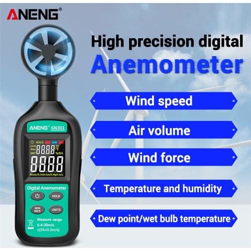 ANENG Handheld Digital Anemometer High Precision Wind Speed/Temperature Meter Digital Meteorograph Compact & Ultra-Lightweight
