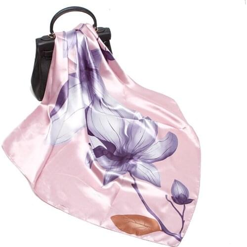 Luxury Brand Scarves For Women Shawl Floral Print Silk Satin Hijab Scarf Female 90*90cm Fashion Square Scarfs For Ladies Shawls