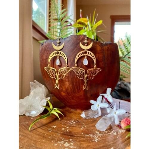 Handmade Luna Moths Earrings, Hypoallergenic, Bug Jewelry Earrings